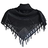 KINGREE Military Shemagh Tactical Desert 100% Cotton Keffiyeh Scarf Wrap, Shemagh Head Neck Scarf, Arab Scarf (Black)
