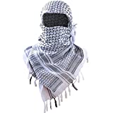Military Shemagh Tactical Desert Scarf / 100% Cotton Keffiyeh Scarf Wrap for Men And Women/White 43"x43"
