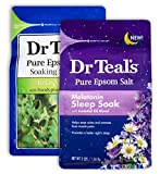Dr Teal's Epsom Salt Bath Combo Pack (6 lbs Total), Relax & Relief with Eucalyptus & Spearmint, and Melatonin Sleep Soak