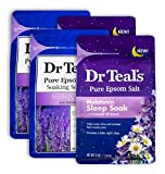 Dr Teal's Epsom Salt Bath Combo 4-Pack (12 lbs Total), Melatonin Sleep Soak and Soothe & Sleep with Lavender