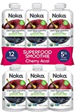 NOKA Superfood Smoothie Pouches (Cherry Acai) 12 Pack, 100% Organic Healthy Fruit Squeeze Snack Packs, Meal Replacement, Non GMO, Gluten Free, Vegan, 5g Plant Protein, 4.2oz Ea (Packaging May Vary)