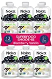 NOKA Superfood Smoothie Pouches (Blackberry Vanilla) 12 Pack, 100% Organic Healthy Fruit Squeeze Snack Packs, Meal Replacement, Non GMO, Gluten Free, Vegan, 5g Plant Protein, 4.2oz Ea (Packaging May Vary)