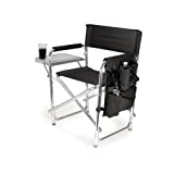 Personalized Imprinted Sports Director Chair with Side Table and Pocket - Black