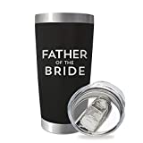 SassyCups Father of the Bride Tumbler | 20 Ounce Engraved Black Stainless Steel Insulated Travel Mug | Thank You to Brides Father | Daughter Engagement | Wedding Rehearsal | Brides Dad Birthday Cup