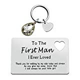 Baixian Father's Day Engraved Wallet Insert Card for Dad from Daughter,Father of The Bride Gift,Wedding Gift for Dad to The First Man I Ever Loved Metal Wallet Card for Dad,Christmas Birthday Gift for Dad,Silver,Small