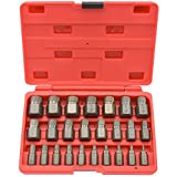 NEIKO 04204A Hex-Head Multispline Screw and Bolt Extractor Set, Easy-Out Screw Extraction, Broken Bolt Remover, Stripped Fastener Tool, 1/8 Inch to 7/8 Inch in 1/32-Inch Increments, CrMo, 25 Pieces