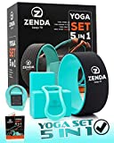 Yoga Set 5 in 1 | Yoga Wheel Set | Yoga Kit with Yoga Wheel for Back Pain, 2 Yoga blocks and 8 ft Strap + Yoga Ring | Yoga Accessories with Yoga Back-Roller, 9 x 6 x 4 inch Yoga Bricks 2 pack.