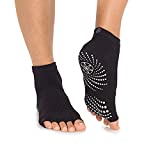 Gaiam Yoga Socks - Grippy Non Slip Sticky Toe Grip Accessories for Women & Men - Hot Yoga, Barre, Pilates, Ballet, Dance, Home - Black/Grey 2-Pack
