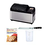 Zojirushi BB-PDC20BA Home Bakery Virtuoso Plus Breadmaker, (2 lb. loaf) Bundle with 8" Bread Knife with Blade Guard, 4 Piece Stainless Steel Measuring Cup Set and Bread Book (5 Items)