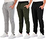 3 Pack Mens Joggers Tech Fleece Active Sports Athletic Training Soccer Track Gym Running Slim Fit Tapered Casual Jogger French Terry Quick Dry Fit Sweatpants Pockets Elastic Bottom,Set 3,XL