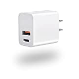 USB C Charger Block, udaton iPhone 13 Pro Max Charger Block, Upgraded Durable USB C Wall Charger,Certified 20W Dual Port PD iPhone 12 Pro Max Charger Block,Fast USB-C Power Wall Plug Adapter,White