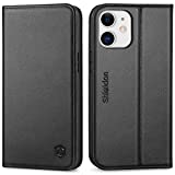 SHIELDON Case for iPhone 12 Mini 5G Genuine Leather Wallet Flip Magnetic Cover RFID Blocking Credit Card Holder Kickstand TPU Shockproof Case Compatible with iPhone 12 Mini 5G (5.4 Inch, 2020) - Black