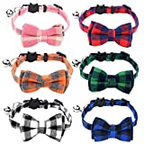 Yookat 6 Pack Cat Collars with Bow Tie Cat Collar Breakaway with Cute Bow Tie and Bell Cat Bowtie Bell Adjustable for Cats and Small Puppies