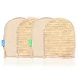 Loofah Exfoliating Bath Gloves Bath Mittens Big Size with Hanging Ring Made with Sisal Fiber Double-sided Sponge Scrubber for Men Women Face Body Back Scrub Shower Spa Massage loofa mitt 4 Pack