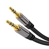 KabelDirekt – 10ft – 3.5mm audio cable & aux cord/auxiliary cable (stereo headphone jack cable, practically unbreakable metal casing, for smartphones/laptops, cars, MP3 players, audio devices, black)