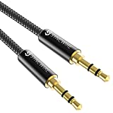 Syncwire 3.5mm Aux Cable (10ft/3m) Hi-Fi Sound Nylon Braided Auxiliary Audio Cable Adapter Male to Male AUX Cord for Headphones, Car, Home Stereos, Speaker, iPhone, iPad, iPod, Echo & More Black
