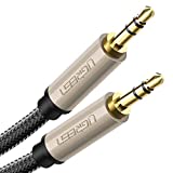 UGREEN 3.5mm Audio Cable Hi-Fi Stereo Double Layer Shielding Nylon Braided with Silver-Plating Copper Core, Gold Plated Male to Male Aux Cord Tangle-Free for Audiophile Musical Lovers, 10ft