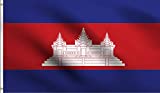 DMSE Cambodia Cambodian ទង់ជាតិកម្ពុជា Flag 3X5 Ft Foot 100% Polyester 100D Flag UV Resistant (3'X5' Ft Foot)