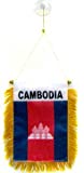 AZ FLAG Cambodia Mini Banner 6'' x 4'' - Cambodian Pennant 15 x 10 cm - Mini Banners 4x6 inch Suction Cup Hanger