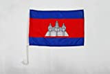 AZ FLAG Cambodia Car Flag 18'' x 12'' - Cambodian Car Flags 30 x 45cm - Banner 18x12 INCHES Plastic Stick