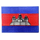 Cambodia Flag Patch Embroidered Applique Cambodian Khmer National Iron On Sew On Emblem