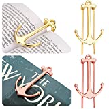 4 Pieces Bookmarks Book Page Holder Creative Bookmarks Book Page Marker Metal Page Holder for Home Office School Supplies (Golden, Rose Gold)