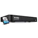 ZOSI H.265+ 5MP Lite 8 Channel CCTV DVR Recorder with Hard Drive 1TB, Remote Access, Motion Alert Push, Hybrid Capability 4-in-1(Analog/AHD/TVI/CVI) Full 1080p HD Surveillance DVR for Security Camera