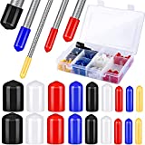 300 Pieces Rubber Flexible End Caps Thread Protector Safety Cover 9 Sizes Bolt Screw Caps Form 0.08 to 0.8 Inch and 1 Storage Box for Furniture Foot Pipe Tube, 5 Colors
