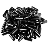 50pcs Screw Thread Protectors 1/8 inch ID Rubber Round End Cap Cover Flexible Tube Caps Tubing Tip, 15 mm Long (Black，Inner Dia 3mm)