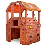 Little Tikes Real Wood Adventures Outdoor Wooden Climb House for Backyard Fun with 4' High Rock Climbing Wall & Climber Ropes, Play House and Deck, Up to 5 Kids, for Boys and Girls Ages 3 - 10 Years