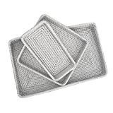 KOLSTRAW Rattan Tray Vanity Trays for Bathroom Coffee Table Tray Wicker Decorative Trays for Perfume Cologne Jewelry Key Makeup Brushes Remote Storage Large Ottoman Tray (3 Sizes: S+M+L, White Wash)