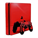 Red Chrome Mirror Vinyl Decal Faceplate Mod Skin Kit for Sony PlayStation 4 Slim (PS4S) Console by System Skins
