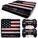DAPANZ American Flag Vinyl Skin Sticker Decal Cover for Sony Playstation 4 Slim Console and DualShock 4 Controller Skin