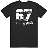 PurpleMonkeyTees 1967 Chevy Impala Front Side View with Year T Shirt XL Black
