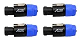 Audio2000'S ACC31A1P2 4-Pack Speakon Male to 1/4" TS Jack Adapters