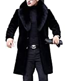 Tngan Long Faux Fur Coat Outwear Black Winter Parka Overcoat for Men(Black B,XL)