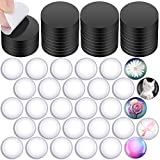 Outus Ceramic Magnets for DIY Crafts with Transparent Glass Cabochons, Clear Glass Dome 1 Inch/ 25 mm and Ferrite Magnets Small Refrigerator Magnets and Cabochons Tiles for Fridge (96 Pieces)