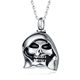 UNY Trendy 316L Stainless Steel Evil Skull Pet Urn Ashes Pendant Memorial Ash Keepsake Cremation Jewelry