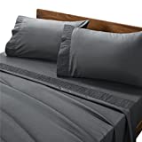 Bedsure Queen Bed Sheets Set Grey - Soft 1800 Bedding Sheets & Pillowcases Sets, 4 Pieces Queen Sheet Set