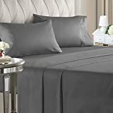 ILAVANDE Grey Queen Sheets Set 4 Piece,Super Soft 1800 Thread Count Microfiber Queen Bed Sheets Set-14 Deep Pockets-Wrinkle Free & Breathable-Hotel Luxury Bed Sheets for Queen Size Bed (Queen,Grey)