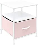 Sorbus Nightstand 1-Drawer Shelf Storage- Bedside Furniture & Accent End Table Chest for Home, Bedroom, Office, College Dorm, Steel Frame, Wood Top, Easy Pull Fabric Bins (Pink)