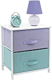 Sorbus Nightstand with 2 Drawers - Bedside Furniture & Accent End Table Chest for Home, Bedroom Accessories, Office, College Dorm, Steel Frame, Wood Top, Easy Pull Fabric Bins (2-Drawer, Pastel/White)