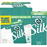 Silk Shelf-Stable Organic Soy Milk, Unsweetened, Dairy-Free, Vegan, Non-GMO Project Verified,32 Fl Oz(Pack of 6)