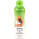 TropiClean 2-in-1 Papaya & Coconut Dog Shampoo and Conditioner | Natural Pet Shampoo Derived from Natural Ingredients | Cat Friendly | Made in the USA | 20 oz.