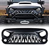 Xprite Matte Black Front Grill Venom Grille for 2007-2018 Jeep Rubicon Sahara Sport JK JKU