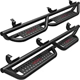 oEdRo All-Steel Build Running Boards Compatible with 2007-2018 Jeep Wrangler JK 4 Door, Bolt-on Side Steps with Leaf Shaped Design, Black Powder Coated Nerf Bar