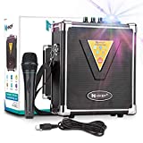 HIKEP Bluetooth Karaoke Machine with Microphone, Portable Wireless PA Speaker with Disco Lights, FM Radio, MP3 Player, Loud Stereo Speaker for Home Outdoor Party Karaoke