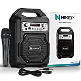 HIKEP Portable Karaoke Machine for Kids Adults, Bluetooth Speaker with Wired Microphone for Party, Wireless PA Sound System with FM Radio Audio Recording TF/USB Supported Portable Karaoke Home System