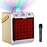 HIKEP Bluetooth Karaoke Machine with Disco Ball Wireless Microphone, Portable PA System Speaker for Kids Adults for Parties Karaoke