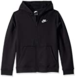 Nike Boy's NSW Club Full Zip Hoodie, Black/Black/White, X-Large